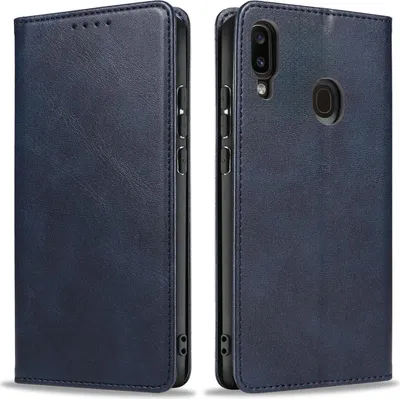 Produktbild von Handyhülle für Samsung Galaxy A40 Kunstleder Flip Cover Hülle Handytasche Case Kartenfach Farbe: Blau