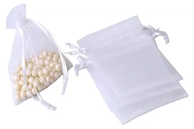 Obrázek produktu pro Organza sáčky 50 kusů - Dárkové sáčky/cukrovinky - Šperkové sáčky - Svatební/narozeninové - 40 x 60 cm - Bílá organza