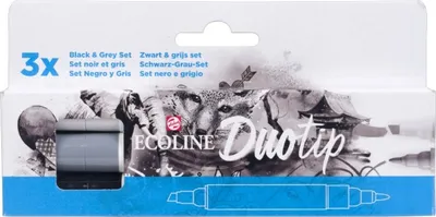 Obrázok produktu pre Akvarelová farba ECOLINE Duo Tip, 3 ks sivá