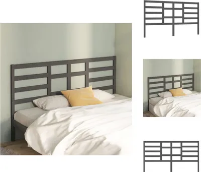 Produktbild von vidaXL Bett-Kopfteil Grau 186x4x104 cm Massivholz Kiefer -  Kopf- & Fußenden