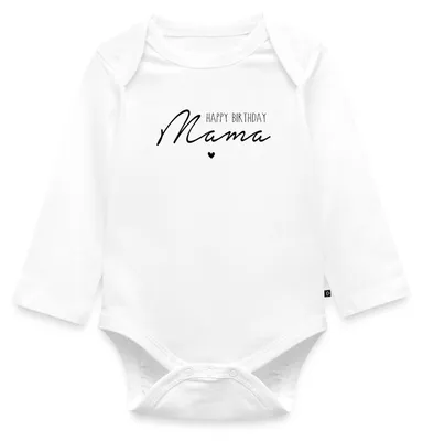 Produktbild von Spreadshirt Happy Birthday Mama Mit Herz Für Geburtstag Tages Baby Body Langarm, 62 (2-3 M.), Weiß
