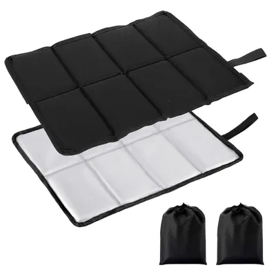 2er-Set Bodenkissen Outdoor, faltbar, mit 2 Taschen, Schwarz