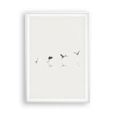Produktbild von Gerahmtes Poster - Weißer Rahmen - Flug Vogel Reiher - 70x100 cm - Wand Bild - Wanddeko - Wandbilder - Kunstposter - Wandposter - Bilderrahmen - Bilder - Kunstdruck - Wanddekoration - P2WPA70x100-5096