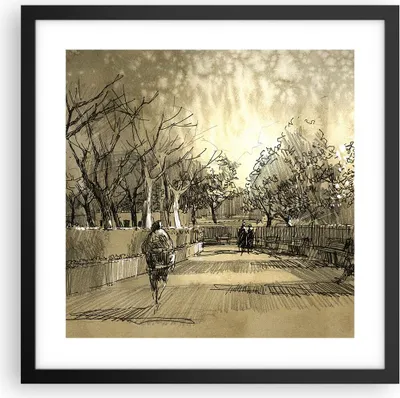 Produktbild von Gerahmtes Poster - Schwarzer Rahmen - Park Spaziergang Baum - 40x40 cm - Wand Bild - Wanddeko - Wandbilder - Kunstposter - Wandposter - Bilderrahmen - Bilder - Kunstdruck - Wandbild - P2BAC40x40-3758