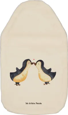 Produktbild von Mr. & Mrs. Panda Wärmflasche Pinguin Liebe - Weiß - Geschenk, Wärmflaschen, mit Bezug, warmwasserflasche, heißwasserbeutel, Liebesspruch, Freundin, Vertraut, Hochzeit