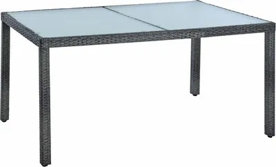Produktbild von Poly-Rattan Sitzgruppe Essgruppe Gartenmöbel Set 6 Per. Gartenset Anthrazit-Grau