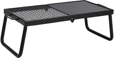 Zdjęcie produktu dla Grill węglowy – grill stołowy, przenośny – wymiary: 57 x 28,5 x 23 cm – do 300 °C – w zestawie ruszty i płyta grillowa – idealny do campingów i ogrodów