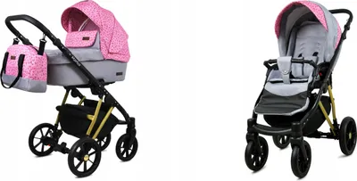 Produktbild von BabyLux® Marlux Magnetic | 2in1 Kinderwagen Set | Small Rosess Of Pink | Kombikinderwagen | Kind