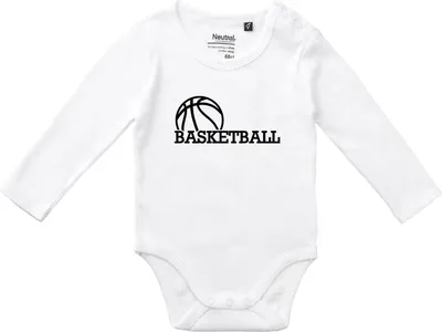 Produktbild von Huuraa Baby Body Basketball Ball 74 White  Baumwolle Fairtrade Langarmbody Geschenkidee