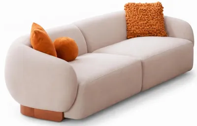 Immagine prodotto di Divano beige a 3 posti, divano in tessuto, divano grande, mobili imbottiti, mobili per il soggiorno