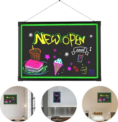 Image de Panneau publicitaire lumineux Panneau publicitaire LED 60*80cm Panneau de messages DIY Panneau de messages lumineux pour café, bar, restaurant, mariage
