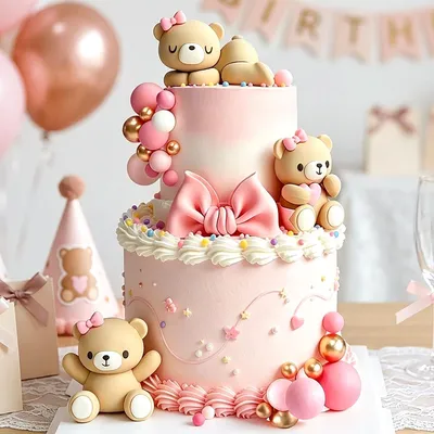Teddybär Kuchen Dekoration Set für Babyparty, 3 Stück