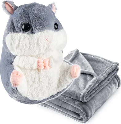 Immagine prodotto di Coperta criceto Cuscino 2In1 Accogliente Mascotte Grande Per Bambini Viaggio Peluche