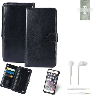 Produktbild von K-S-Trade 360° Hülle kompatibel mit Xiaomi Mi MIX 4 inkl. Headphones schwarz Kunstleder Case BookCase WalletCase Kunstlederederhülle Handyhülle,