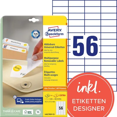 Immagine prodotto di AVERY Zweckform L6027REV-25 Etichette universali AVERY Zweckform, 52,5 x 21,2 mm, bianco