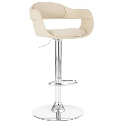 Productafbeelding van Barstoel van wit polyurethaan, afmetingen 49,5 x 84,5-105,5 x 47,5 cm