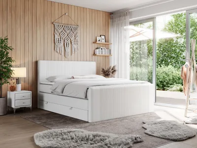 Produktbild von Boxspringbett, doppelbett mit Multipocket-Matratze und zwei Bettkästen - KING DOREN - 200x200cm - Weiß - H3