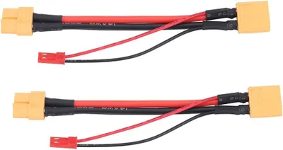 Produktbild von Set 2Pcs XT60 Kabeladapter: 14 AWG Stecker & Buchse mit 22 AWG JST Stecker - ideales Zubehör für RC Modelle