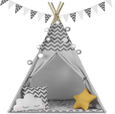 Produktbild von Nukido Kinder-Tipi-Zelt mit Beleuchtung - Grau