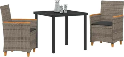 Produktbild von vidaXL Garten Essgruppe 3 pcs Grau Poly-Rattan