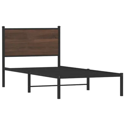 Obrázek produktu pro vidaXL Kovová postel bez matrace Hnědý dubový vzhled 80x200 cm