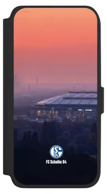 Produktbild von NIVOCASE Klapphülle für Samsung Galaxy A17 5G  Handyhülle aus Kunst Leder NIVOflip schwarz FC Schalke 04 Offizielles Lizenzprodukt Stadion