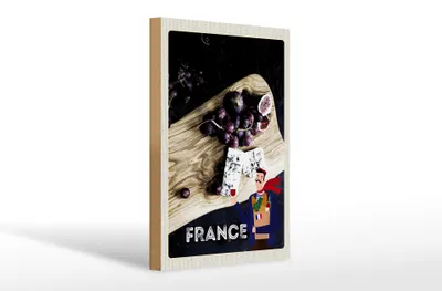 Produktbild von Holzschild Reise 20x30cm Frankreich Trauben Feigen Käse
