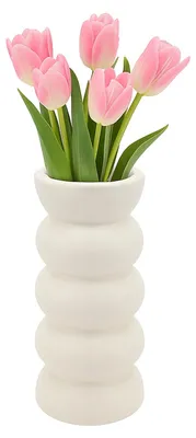 Keramikvase weiß 20x8x8 cm, Boho-Stil, für Trockenblumen