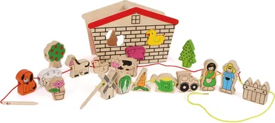 Produktbild von Fädelbauernhof small foot Legler Bauernhof Fädelspiel Motorik Steckspiel Holz