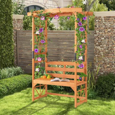 Image de Arche de jardin - Pergola - Arbor de jardin - Banc de jardin - Bois avec revêtement protecteur à base d'eau