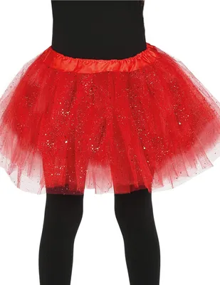 Produktbild von Tutu mit Glitter für Mädchen rot - Einheitsgröße