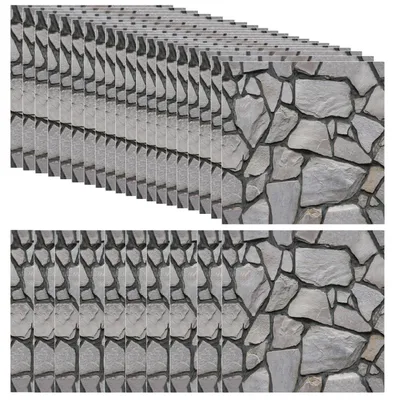 3D-Wandpaneele Steinoptik, 30 Stück, 30x30 cm, selbstklebend, grau