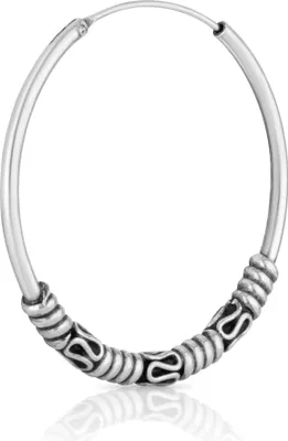 Produktbild von Bali Creole einzel Ohrring Kordelmuster 35mm 925 Sterlingsilber Mittelater 4987