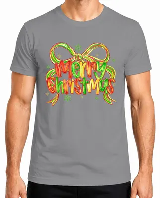Produktbild von Merry Christmas Glitzer Schleife Schneeflocken Weihnachten Winter Herren T-Shirt, Grau, XL