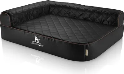 Produktbild von Orthopädisches Eck-Hundebett Winslow aus laser-gestepptem Kunstleder XXL Lehne Links schwarz
