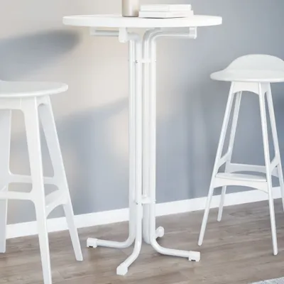 Produktbild von Design Esstisch Weiß Ø70x110 cm Holzwerkstoff und Stahl, Esstische 2024 Neu