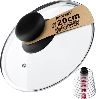 Produktbild von Topfdeckel aus Glas 20cm Glasdeckel Pfannendeckel Anti-Rutsch Griff Universal