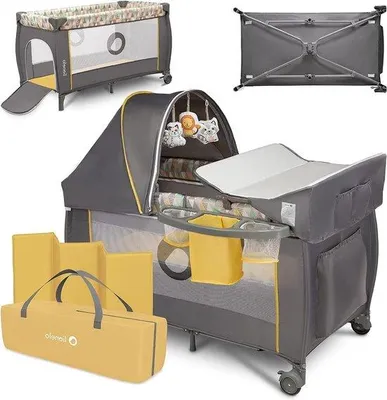 Immagine prodotto di Lettino da viaggio per bambini 2 in 1 - 0-15 kg - 125x65x75 cm - dondolo - ganci - organizer - regolazione in altezza