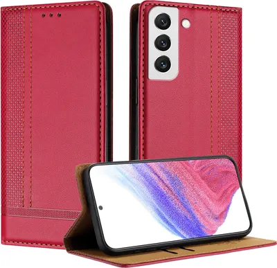 Immagine prodotto di Custodia per Samsung Galaxy S22 5G in pelle con funzione stand rosso