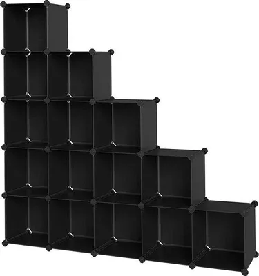 Immagine prodotto di Kubusrek, impilabile, plastica PP, nero, parete guardaroba, camera da letto, ufficio