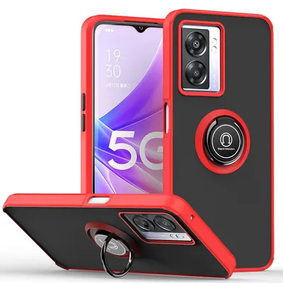 Immagine prodotto di Custodia per OPPO A57 5G opaca traslucida in TPU con supporto ad anello e supporto Rosso