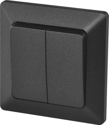 EMOS Serienschalter schwarz, Doppelschalter für Beleuchtung, 250 V~, 10 AX, Doppel-Lichtschalter, oh