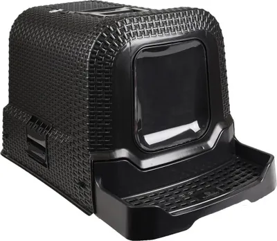 Produktbild von Flamingo Rattan Katzentoilette Schwarz 42 x 69 x 41 cm Schwarz 42 x 69 x 41 cm