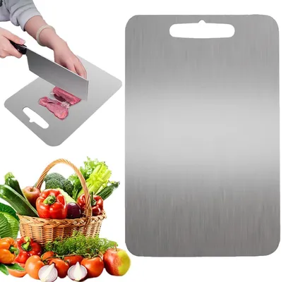 Produktbild von Schneidebrett aus Edelstahl, beidseitig, 30 x 20 cm, BPA-frei, silberfarben