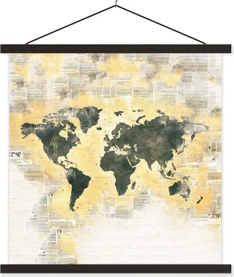 Produktbild von MuchoWow® Textilposter Weltkarte - Abstrakt - Vintage 40x40 cm mit schwarzem Rahmen - Fotos