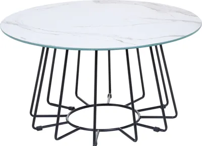 Produktbild von BELIANI Couchtisch Weiße Tischplatte, Metallgestell, Marmoroptik, glamouröses Design