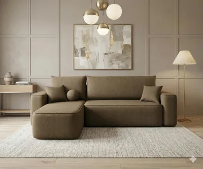 Produktbild von CORNERO Ecksofa TEXAS mit Schlaffunktion Couch in L-Form mit Stauraum Eckcouch mit Bettkasten Sofa in L-Form Braun Ottomane links