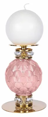 Immagine prodotto di Casa Padrino Luxury Porcelain Crystal Candle Holder Pink / Gold H. 12 cm -  Italy