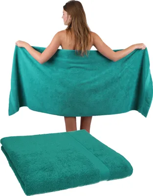 Produktbild von Betz 2 Stück Saunatücher 70 x 200 cm PREMIUM 100% Baumwolle Badetuch Liegetuch Strandtuch Farbe: smaragdgrün