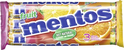 Produktbild von Mentos Fruit Multipack 3 Rollen Kaudragees mit Fruchtgeschmack 114g